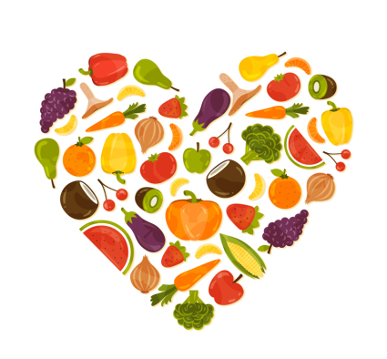 Love the combination of vegetables and fruits vector material

