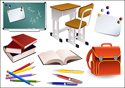 Students school supplies vector material