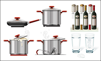 Red wine glass tableware vector material