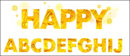 Yellow autumn letters vector material