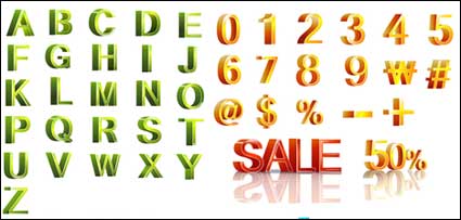 Letters and three-dimensional digital vector material