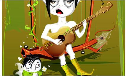 Little monster guitar vector material