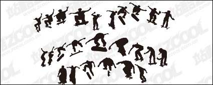 Skateboarding figure silhouettes vector material