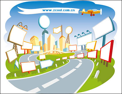 Cute Cartoon urban scene Vector