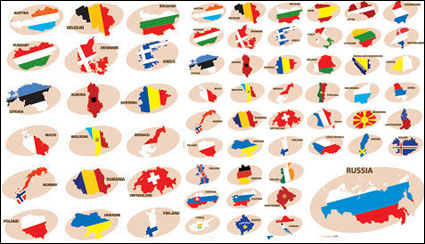 Colorful map silhouette vector material -1