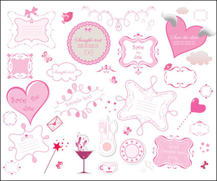 Pink romantic elements - vector material
