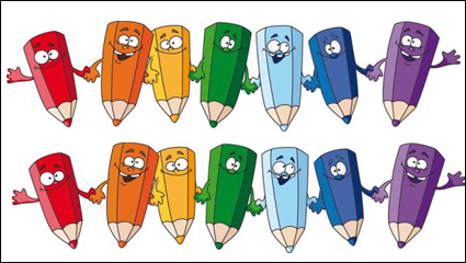 Cartoon pencil 02-- vector material