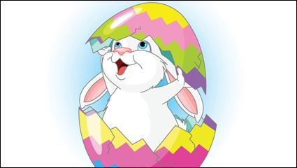 Cartoon rabbit and eggs 02 - vector