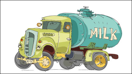 Hand-painted cartoon car 01 - vector