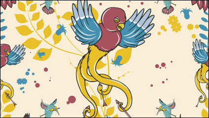 Cartoon love birds pattern 02 - vector material