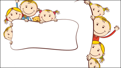 Cartoon the children painting - vector material