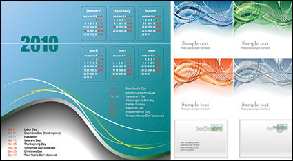 2010 calendar, lines and e-mail vector material
