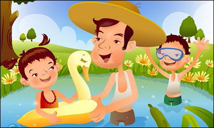 iClickart Cartoon Family illustrator vector material -13